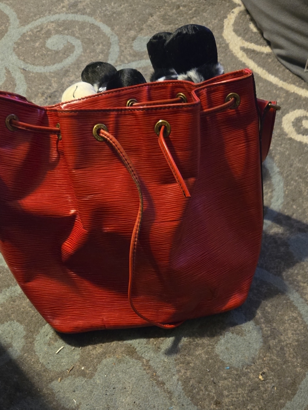 Louis Vuitton Red Epi Leather Drawstring Tote
